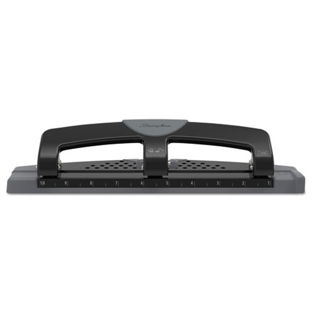 12-sheet Smarttouch Three-hole Punch, 9/32" Holes, Black/gray
