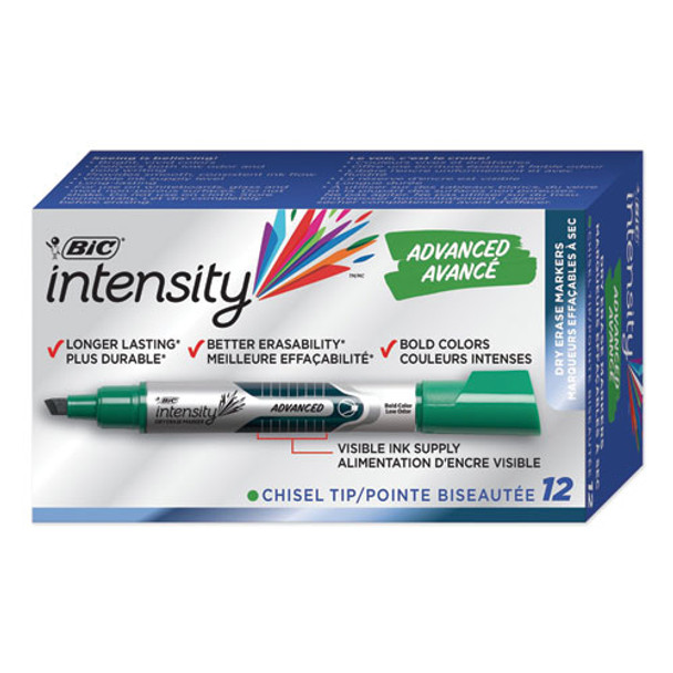Intensity Tank-style Advanced Dry Erase Marker, Broad Chisel Tip, Green, Dozen