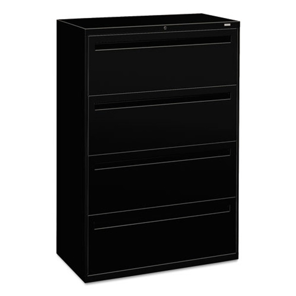 700 Series Four-drawer Lateral File, 36w X 18d X 52.5h, Black