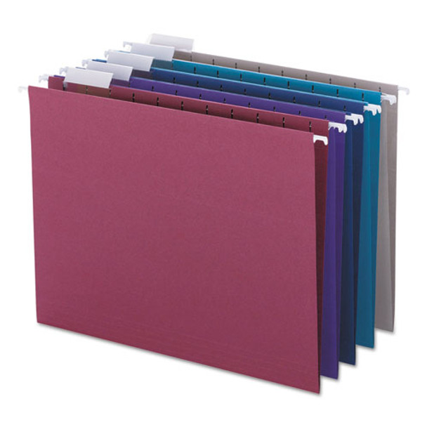 Colored Hanging File Folders, Letter Size, 1/5-cut Tab, Assorted, 25/box