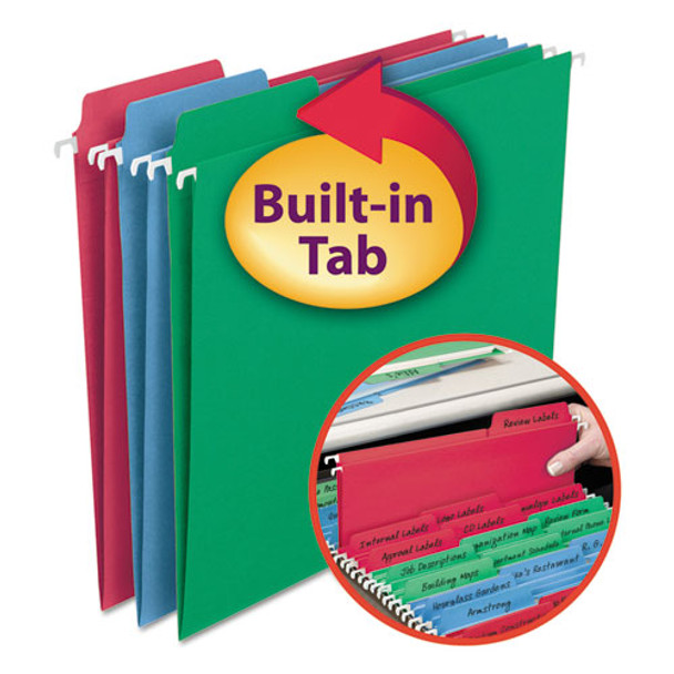 Fastab Hanging Folders, Letter Size, 1/3-cut Tab, Assorted, 18/box - DSMD64053