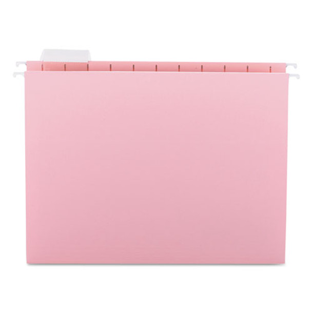 Colored Hanging File Folders, Letter Size, 1/5-cut Tab, Pink, 25/box