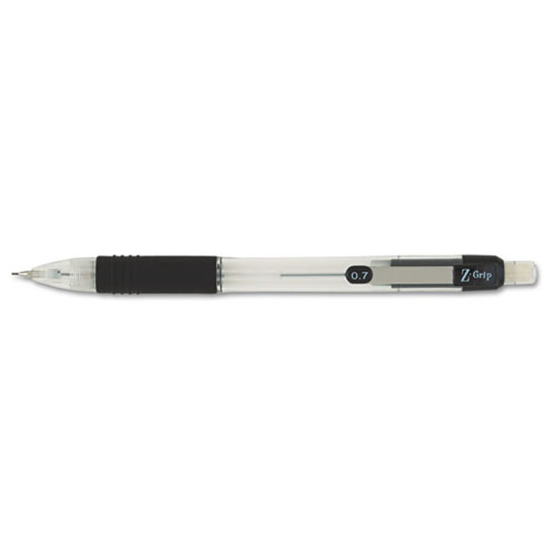 Z-grip Mechanical Pencil, 0.7 Mm, Hb (#2.5), Black Lead, Clear/black Grip Barrel, Dozen