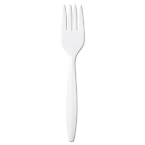 Plastic Cutlery, Mediumweight Forks, White, 1,000/carton