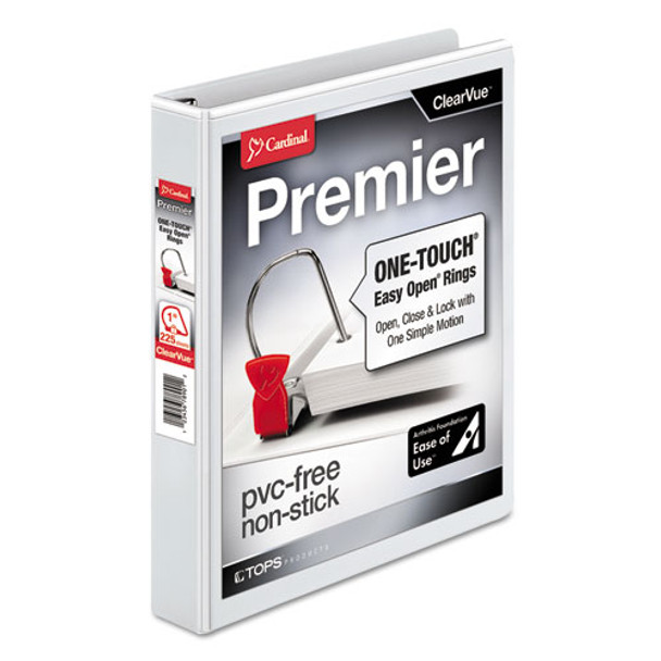 Premier Easy Open Clearvue Locking Slant-d Ring Binder, 3 Rings, 1" Capacity, 11 X 8.5, White