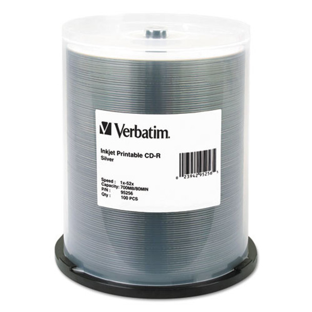 Cd-r, 700mb, 52x, Silver Inkjet Printable, 100/pk Spindle