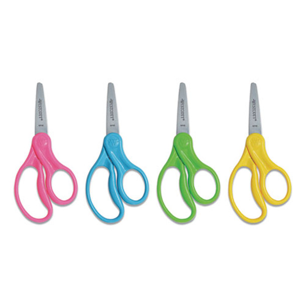 For Kids Scissors, Pointed Tip, 5" Long, 1.75" Cut Length, Randomly Assorted Straight Handles