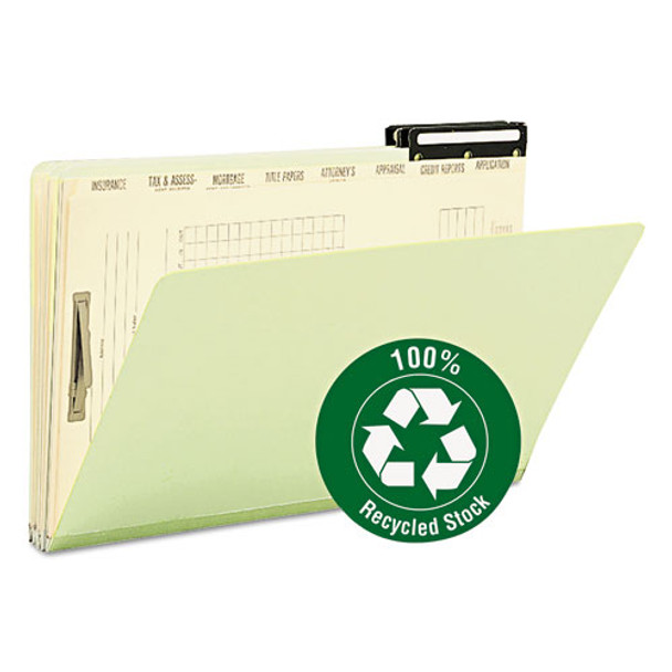 Pressboard Mortgage Folders, 8 Dividers, Legal Size, Green, 10/box