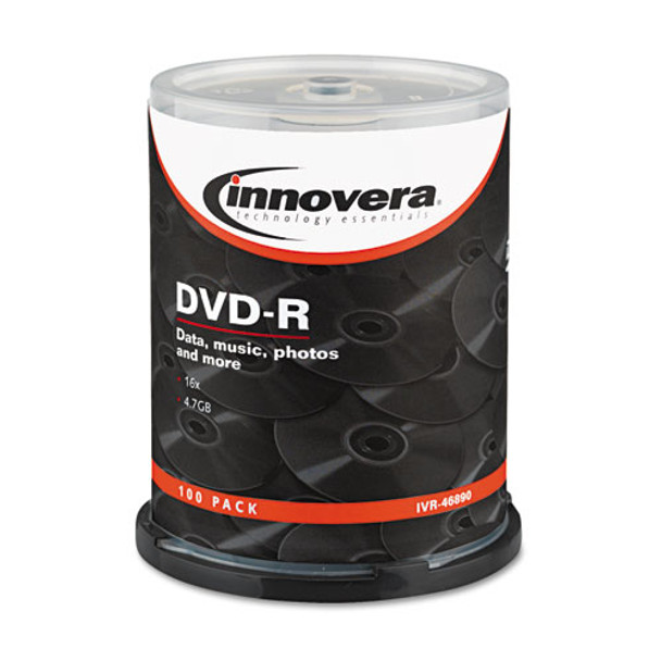 Dvd-r Discs, 4.7gb, 16x, Spindle, Silver, 100/pack - DIVR46890