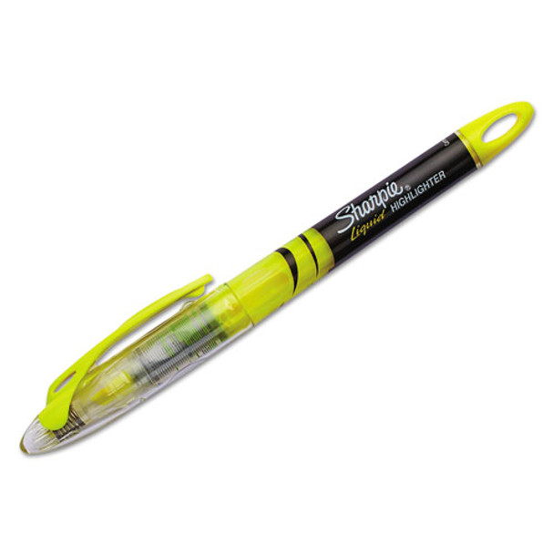Liquid Pen Style Highlighters, Chisel Tip, Fluorescent Yellow, Dozen