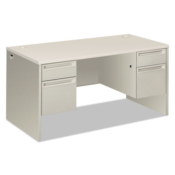 38000 Series Double Pedestal Desk, 60w X 30d X 30h, Silver Mesh/light Gray