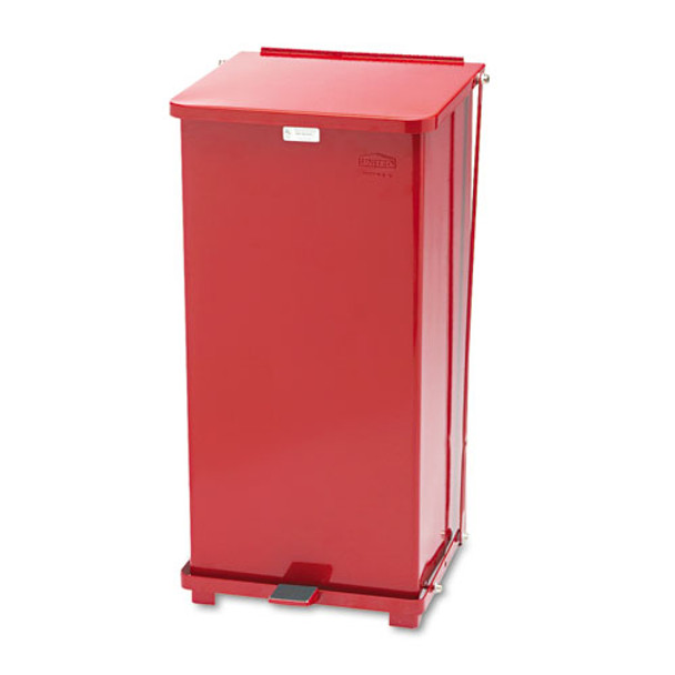 Defenders Biohazard Step Can, Square, Steel, 24 Gal, Red