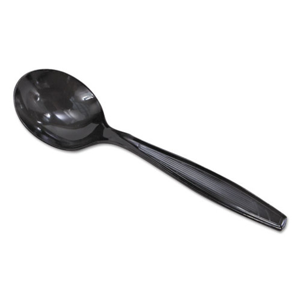 Plastic Cutlery, Heavyweight Soup Spoons, 5 3/4", Black, 1,000/carton