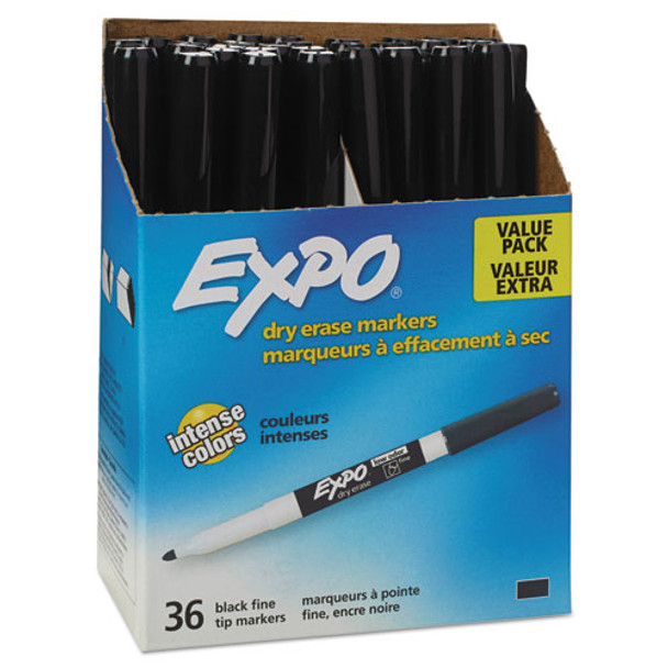 Low-odor Dry-erase Marker, Fine Bullet Tip, Black, 36/box