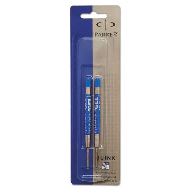 Refill For Parker Retractable Gel Ink Roller Ball Pens, Medium Point, Blue Ink, 2/pack