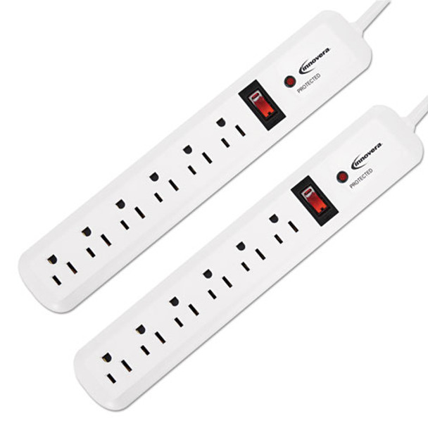 Surge Protector, 6 Outlets, 4 Ft Cord, 540 Joules, White, 2/pk