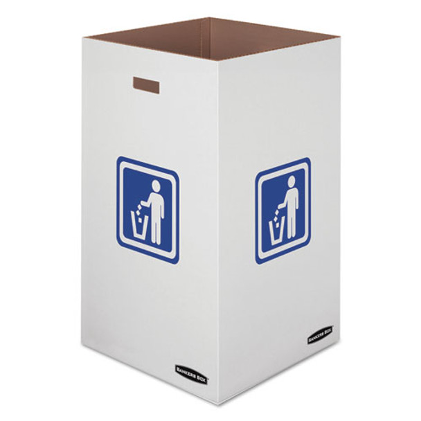 Waste And Recycling Bin, 50 Gal, White, 10/carton