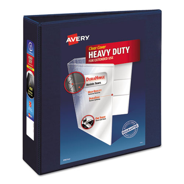 Heavy-duty View Binder With Durahinge And Locking One Touch Ezd Rings, 3 Rings, 3" Capacity, 11 X 8.5, Navy Blue