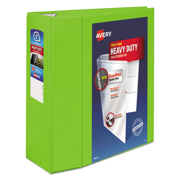 Heavy-duty View Binder With Durahinge And Locking One Touch Ezd Rings, 3 Rings, 5" Capacity, 11 X 8.5, Chartreuse