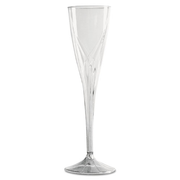 Classicware One-piece Champagne Flutes, 5 Oz., Clear, Plastic, 10/pack