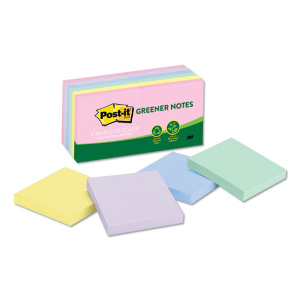 Recycled Note Pads, 3 X 3, Assorted Helsinki Colors, 100-sheet, 12/pack