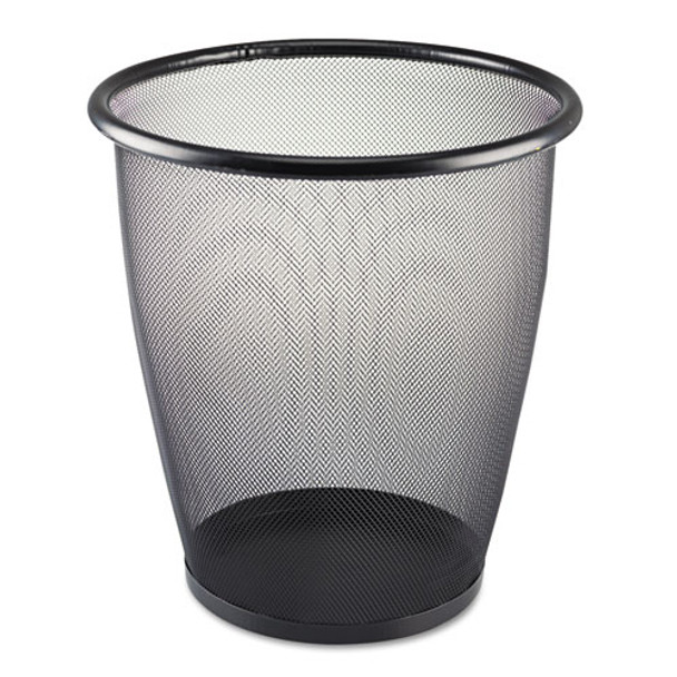 Onyx Round Mesh Wastebasket, Steel Mesh, 5 Gal, Black