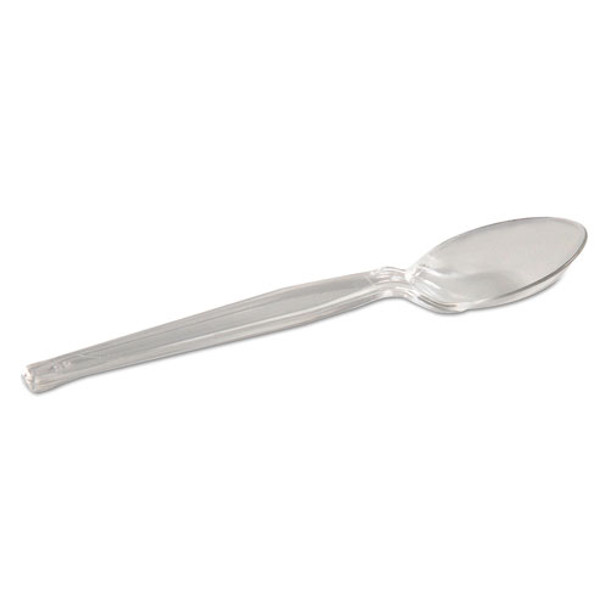 Plastic Cutlery, Heavyweight Teaspoon, Crystal Clear, 6", 1,000/carton