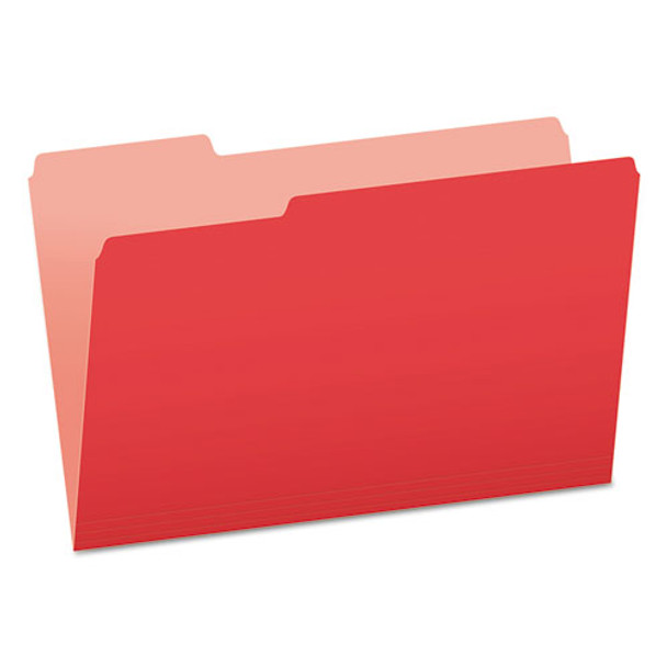 Colored File Folders, 1/3-cut Tabs, Legal Size, Red/light Red, 100/box