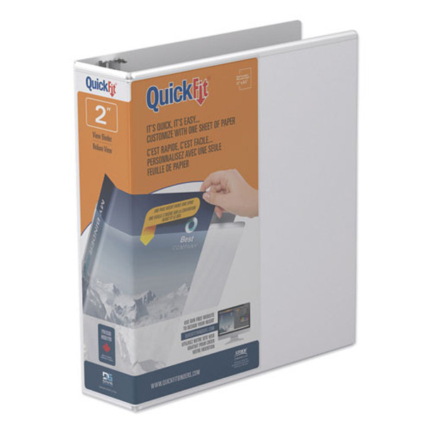 Quickfit D-ring View Binder, 3 Rings, 2" Capacity, 11 X 8.5, White