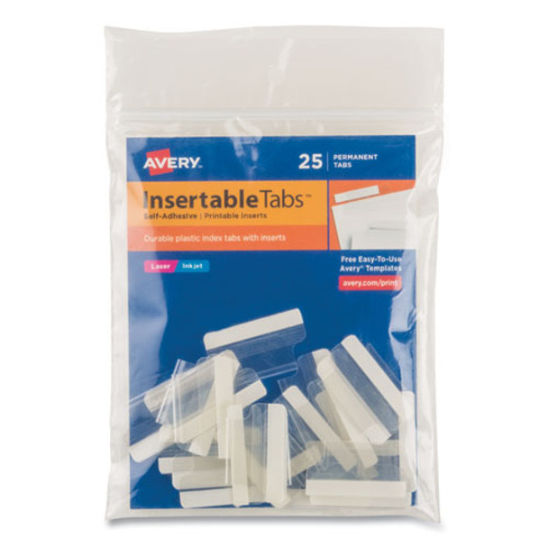 Insertable Index Tabs With Printable Inserts, 1/5-cut Tabs, Clear, 1" Wide, 25/pack