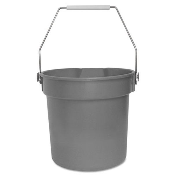 Deluxe Heavy-duty Bucket, Gray, Polypropylene, 10qt, 10 5/8dia X 10 1/4h