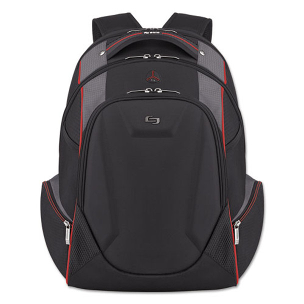 Launch Laptop Backpack, 17.3", 12 1/2 X 8 X 19 1/2, Black/gray/red