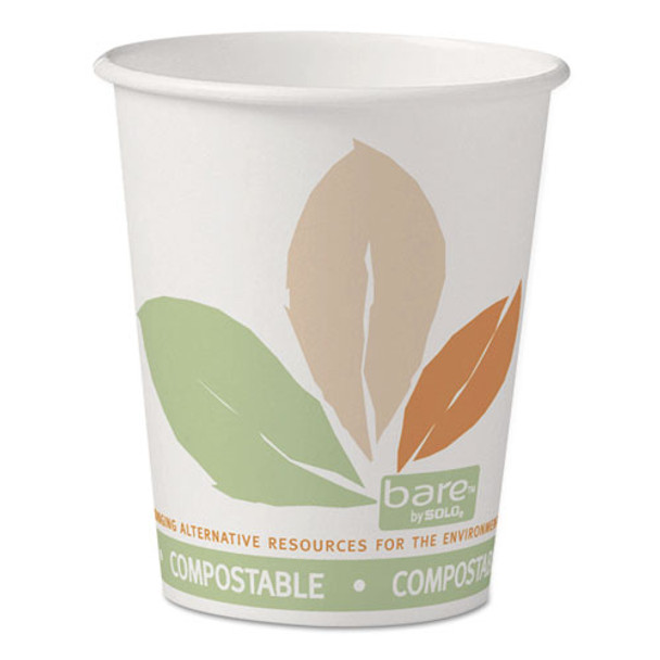 Bare By Solo Eco-forward Pla Paper Hot Cups, 10 Oz, Leaf Design, 50/pack