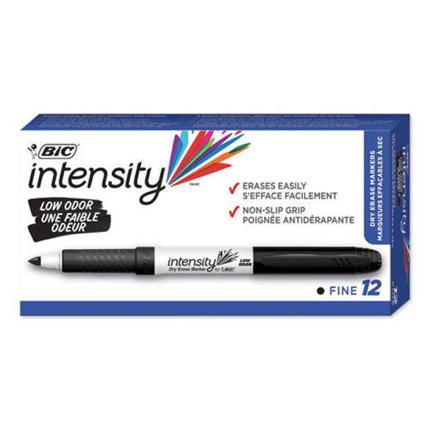 Intensity Low Odor Dry Erase Marker, Fine Bullet Tip, Black, Dozen