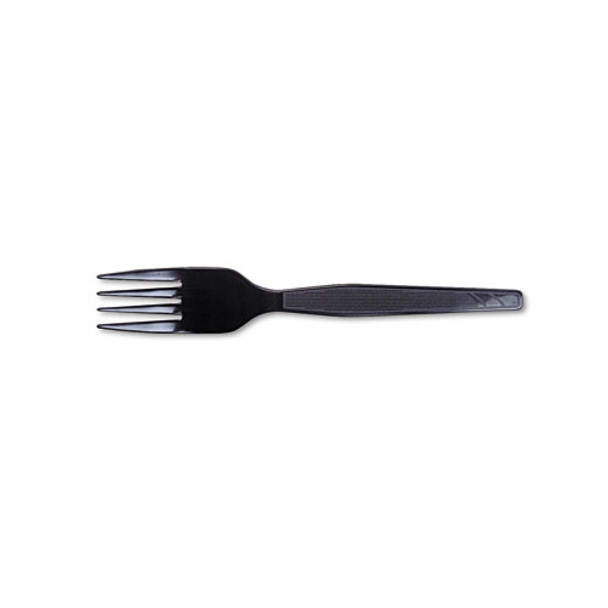 Plastic Cutlery, Heavy Mediumweight Forks, Black, 1,000/carton - DDXEFM507CT