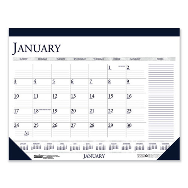 Recycled Two-color Monthly Desk Pad Calendar With Large Notes Section, 22 X 17, 2021