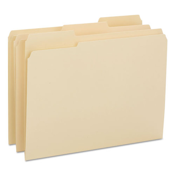 Reinforced Tab Manila File Folders, 1/3-cut Tabs, Letter Size, 14 Pt. Manila, 100/box