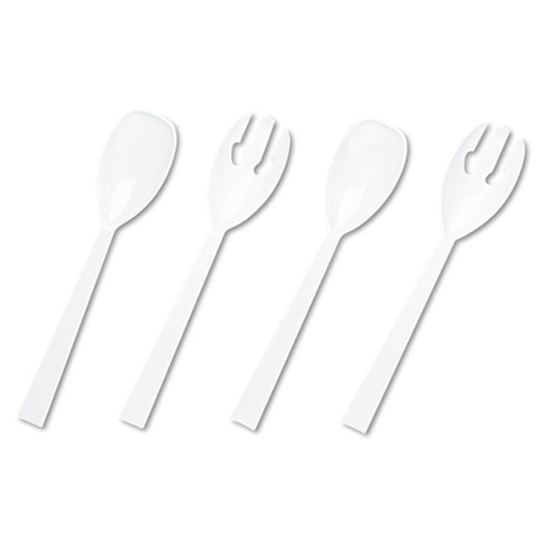 Table Set Plastic Serving Forks & Spoons, White, 24 Forks, 24 Spoons Per Pack