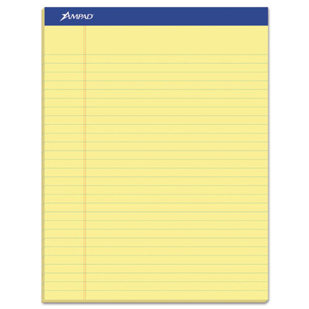 Perforated Writing Pads, Wide/legal Rule, 8.5 X 11.75, Canary, 50 Sheets, Dozen - DTOP20220