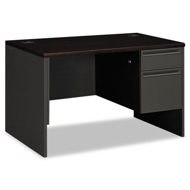 38000 Series Right Pedestal Desk, 48w X 30d X 29.5h, Mahogany/charcoal