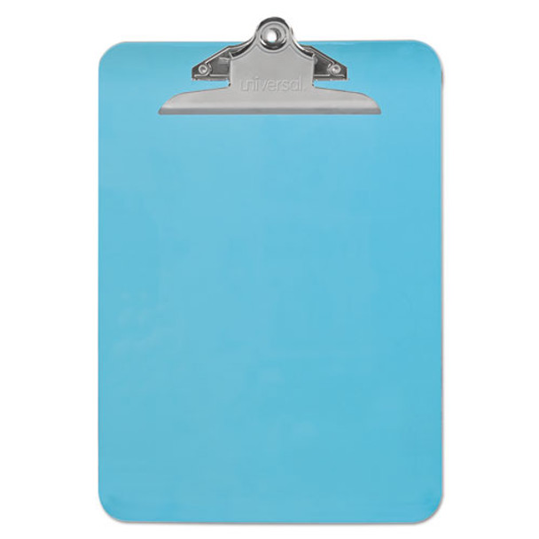 Plastic Clipboard W/high Capacity Clip, 1", Holds 8 1/2 X 12, Translucent Blue