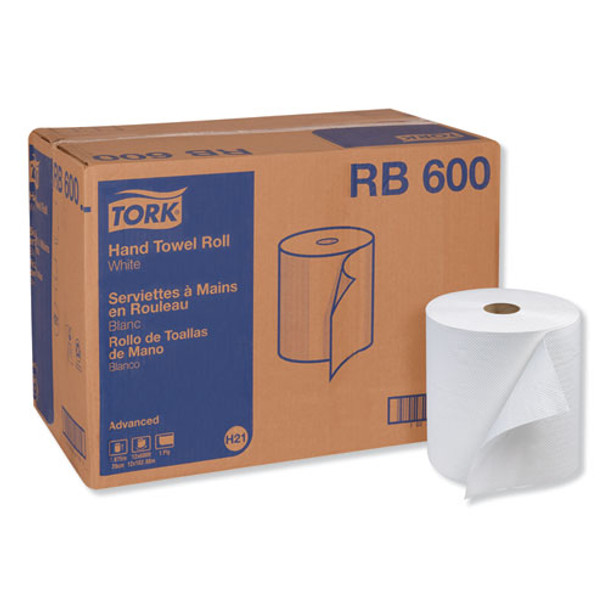 Advanced Hardwound Roll Towel, One-ply, 7.88" X 600 Ft, White, 12 Rolls/carton