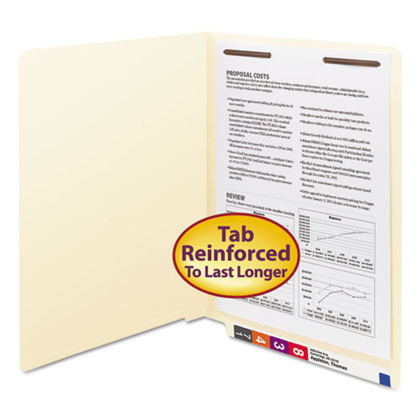 Manila End Tab 1-fastener Folders With Reinforced Tabs, 0.75" Expansion, Straight Tab, Letter Size, 11 Pt. Manila, 50/box