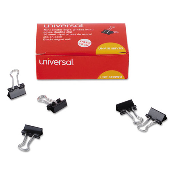 Binder Clips, Mini, Black/silver, 36/box