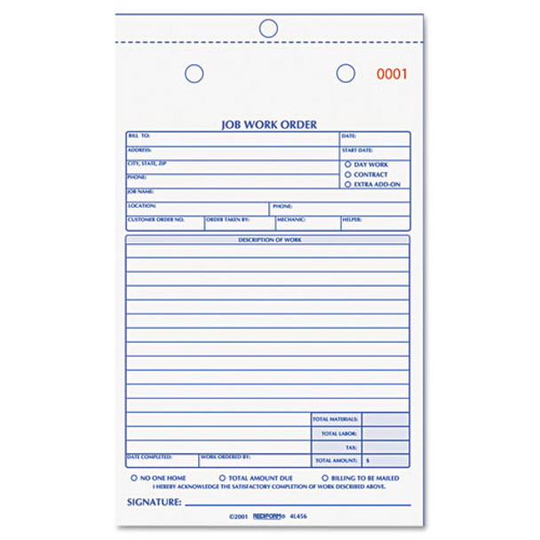 Job Work Order Book, 5 1/2 X 8 1/2, Two Part Carbonless, 50/book