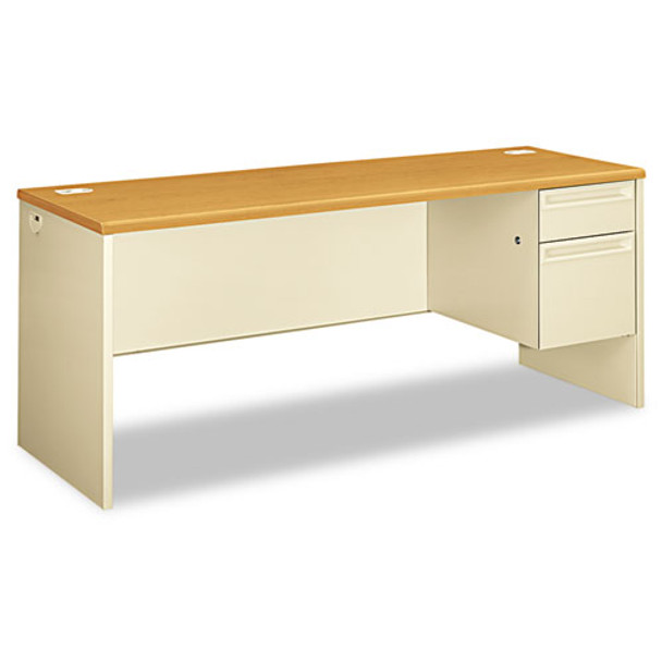 38000 Series Right Pedestal Credenza, 72w X 24d X 29.5h, Harvest/putty