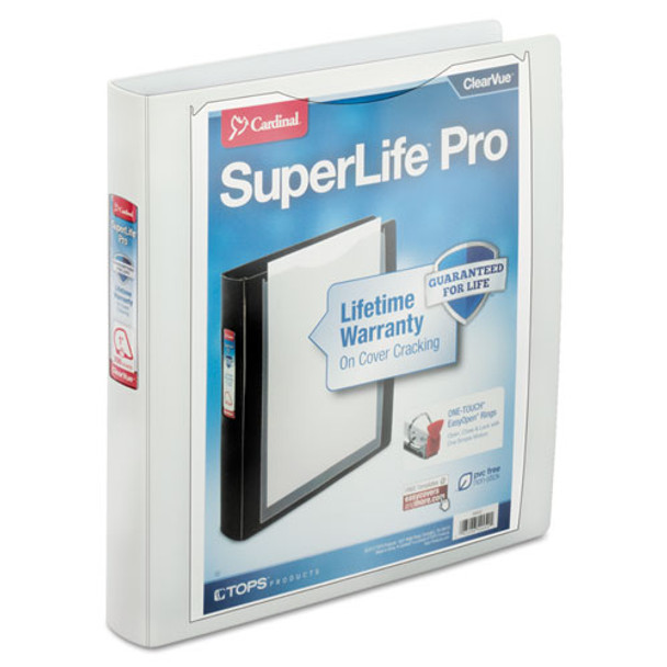 Superlife Pro Easy Open Clearvue Locking Slant-d Ring Binder, 3 Rings, 1.5" Capacity, 11 X 8.5, White