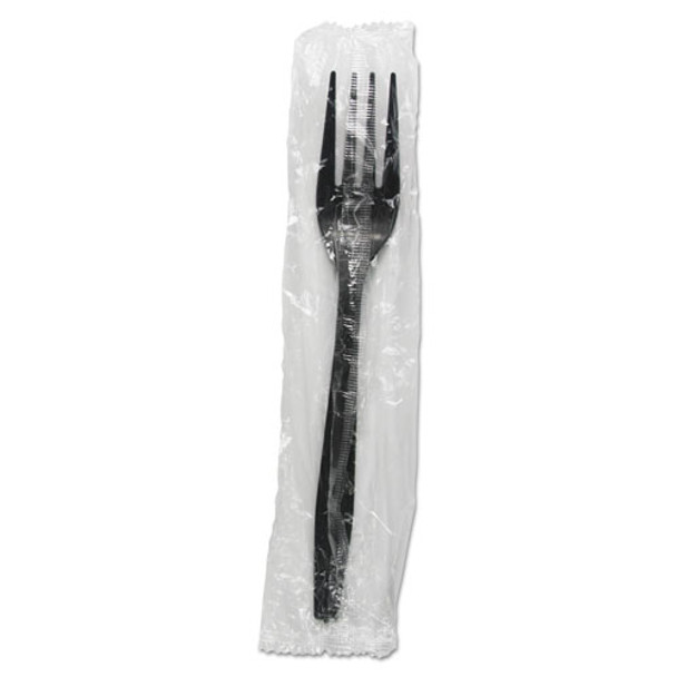 Heavyweight Wrapolypropyleneed Polypropylene Cutlery, Fork, Black, 1000/carton