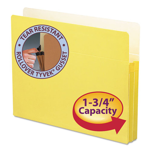 Colored File Pockets, 1.75" Expansion, Letter Size, Yellow