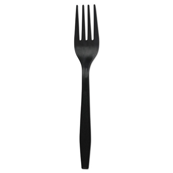Heavyweight Polypropylene Cutlery, Fork, Black, 1000/carton